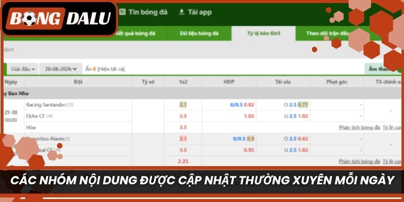 Các nhóm nội dung được cập nhật thường xuyên mỗi ngày