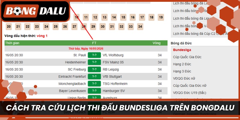 Cách tra cứu lịch thi đấu Bundesliga trên Bongdalu